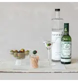 Creative Co-OP Glass Toothpick Holder with Hand-Blown Olive, Green & Red