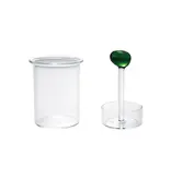 Creative Co-OP Glass Toothpick Holder with Hand-Blown Olive, Green & Red