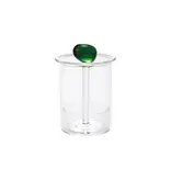 Creative Co-OP Glass Toothpick Holder with Hand-Blown Olive, Green & Red