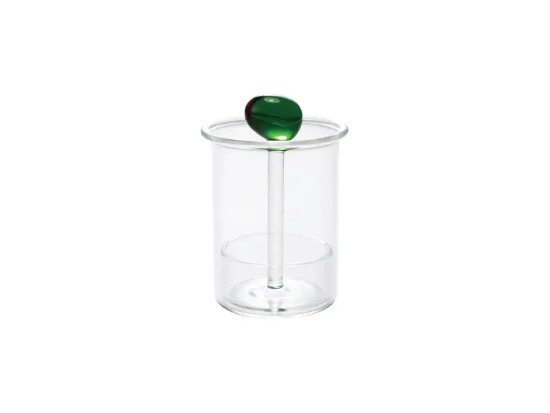 Creative Co-OP Glass Toothpick Holder with Hand-Blown Olive, Green & Red