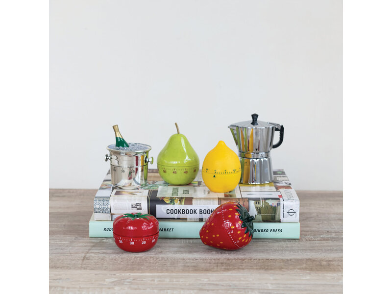 Creative Co-OP Plastic Tomato Shaped 1 Hour Twist Timer, Red & Green