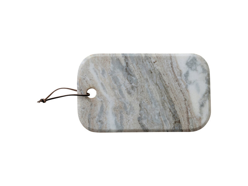 Creative Co-OP Marble Cheese/Serving Board with Leather Tie, Buff Color