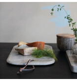Creative Co-OP Marble Cheese/Serving Board with Leather Tie, Buff Color