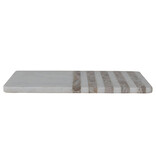 Creative Co-OP Marble Cheese/Serving Board with Stripes, White & Buff Color