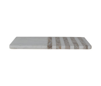 Marble Cheese/Serving Board with Stripes, White & Buff Color