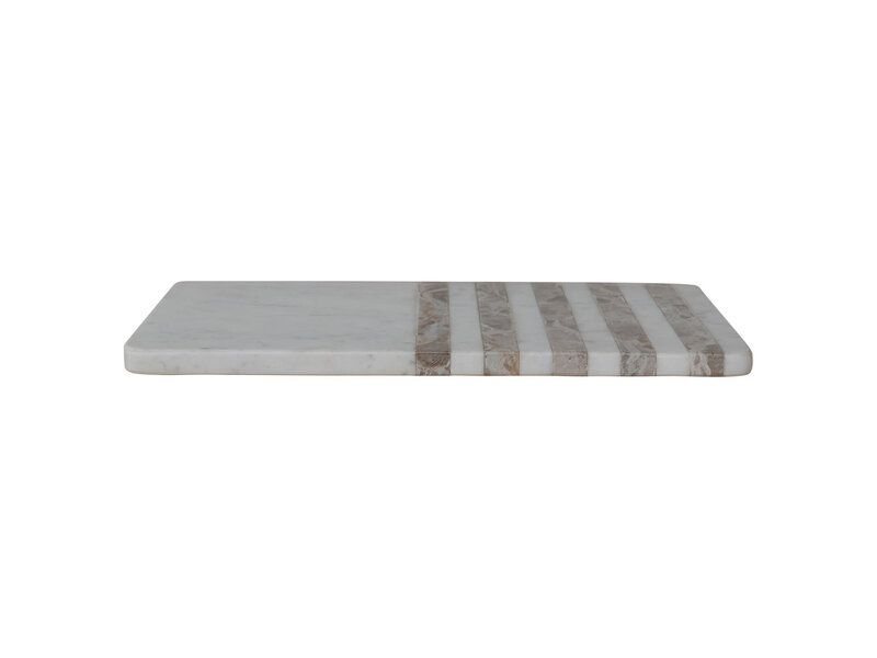 Creative Co-OP Marble Cheese/Serving Board with Stripes, White & Buff Color