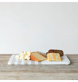 Creative Co-OP Marble Cheese/Serving Board with Stripes, White & Buff Color