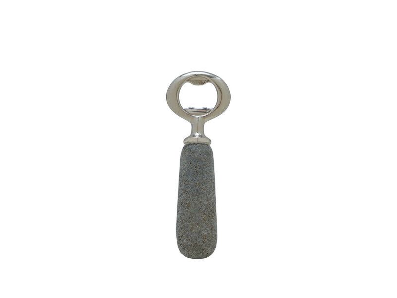 Creative Co-OP Stainless Steel & Stone Bottle Opener, Natural