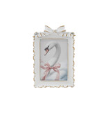 Creative Co-OP Plastic Photo Frame with Bow, Antique White & Gold Finish (4x6)