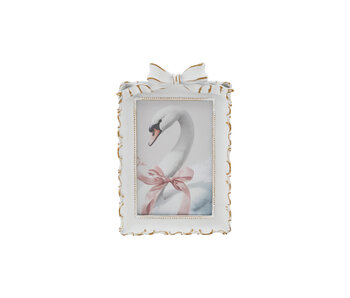 Photo Frame with Bow, Antique White & Gold Finish (4x6)