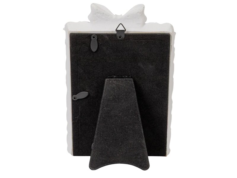 Creative Co-OP Plastic Photo Frame with Bow, Antique White & Gold Finish (4x6)