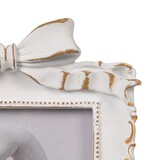 Creative Co-OP Plastic Photo Frame with Bow, Antique White & Gold Finish (4x6)