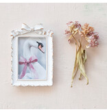 Creative Co-OP Plastic Photo Frame with Bow, Antique White & Gold Finish (4x6)