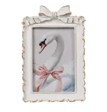 Creative Co-OP Plastic Photo Frame with Bow, Antique White & Gold Finish (4x6)