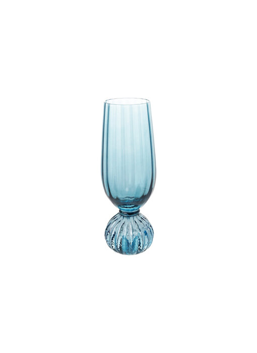 8 oz. Pleated Footed Champagne Glass, Blue