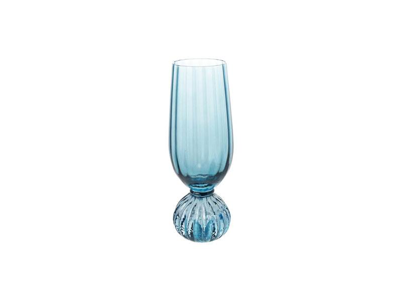 Creative Co-OP 8 oz. Pleated Footed Champagne Glass, Blue
