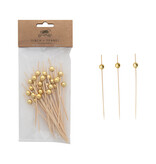 Creative Co-OP Bamboo Single Use Picks w/ Ball Handles, Natural & Gold Finish