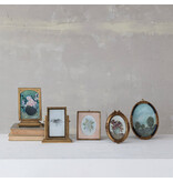 Creative Co-OP Pewter & Glass Photo Frames with Art - Small Oval