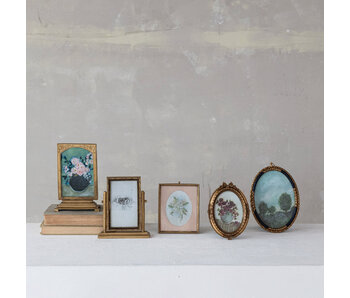 Pewter & Glass Photo Frames with Art - Medium Oval