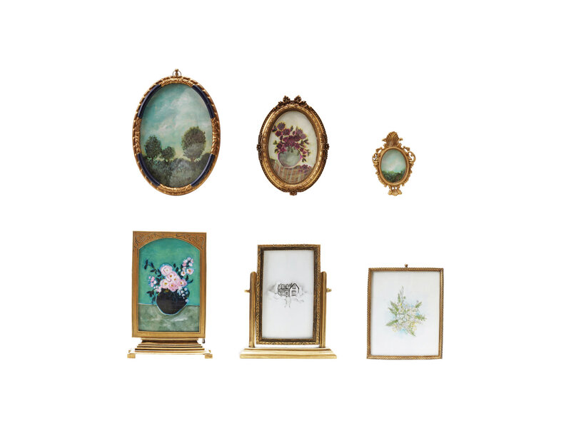 Creative Co-OP Pewter & Glass Photo Frames with Art - Medium Oval