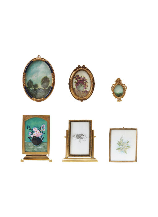 Pewter & Glass Photo Frames with Art - Large Oval