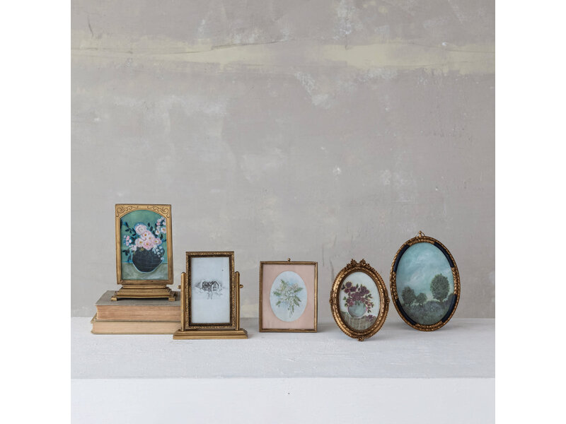 Creative Co-OP Pewter & Glass Photo Frames with Art - Large Rectangle