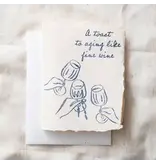 Paper Baristas Toasting To A Fine Wine Birthday