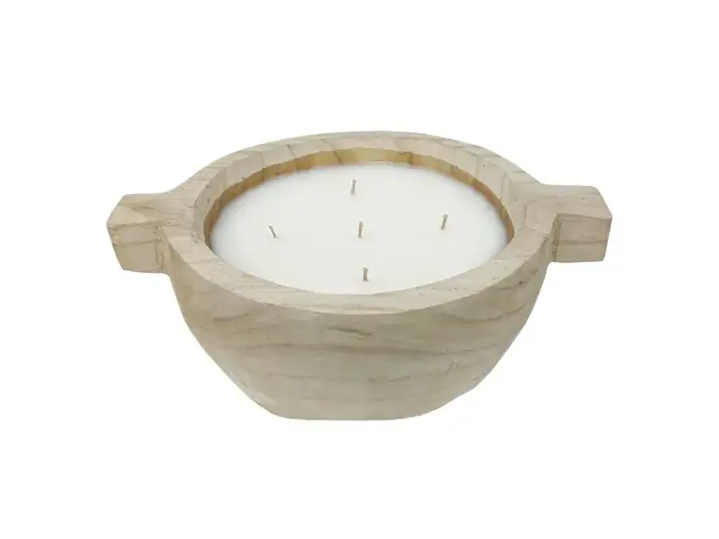 Andaluca Paulownia Wood Round Candle with Wood Handles