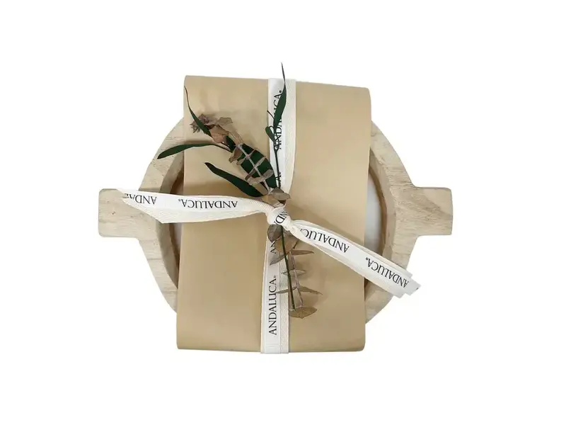 Andaluca Paulownia Wood Round Candle with Wood Handles