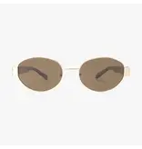 Kohv Eyewear Coco Amber Polarized Oval Metal Fashion Sunglasses