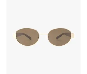 Coco Amber Polarized Oval Metal Fashion Sunglasses