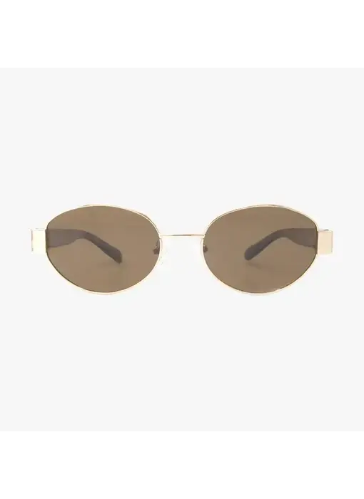 Coco Amber Polarized Oval Metal Fashion Sunglasses