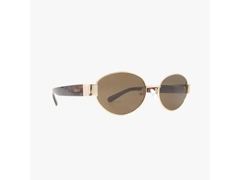 Kohv Eyewear Coco Amber Polarized Oval Metal Fashion Sunglasses