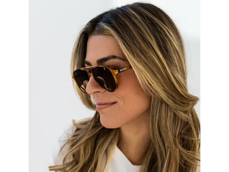 Kohv Eyewear Knox Honey Tortoise Polarized Fashion Aviator Sunglasses