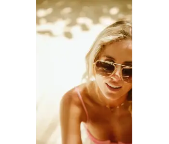 Lex Champagne Polarized Navigator Metal Sunglasses