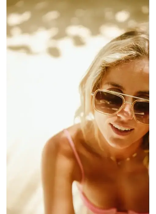 Lex Champagne Polarized Navigator Metal Sunglasses