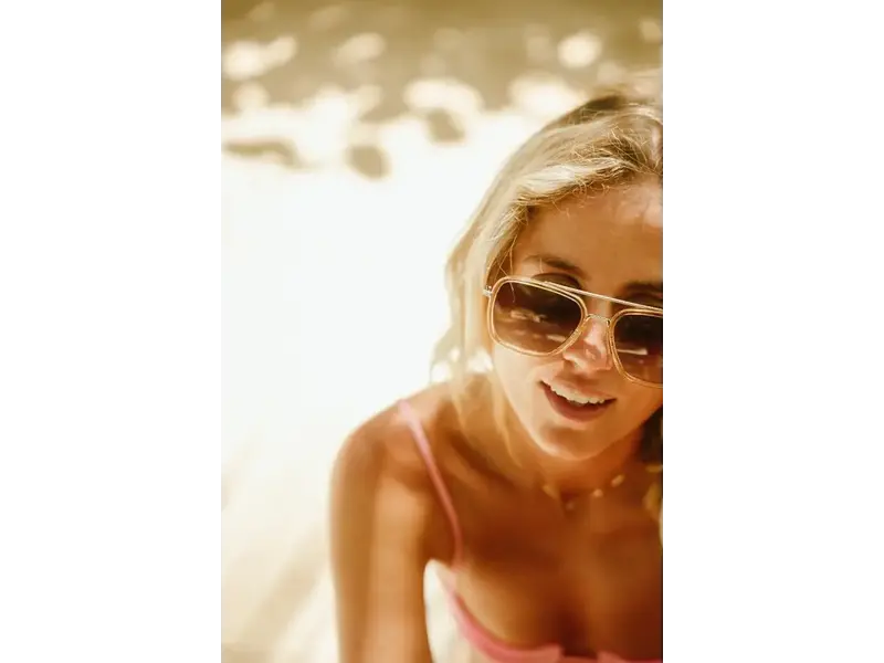 Kohv Eyewear Lex Champagne Polarized Navigator Metal Sunglasses