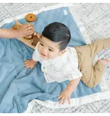 Saranoni Satin Border Receiving Blankets  Sea Glass