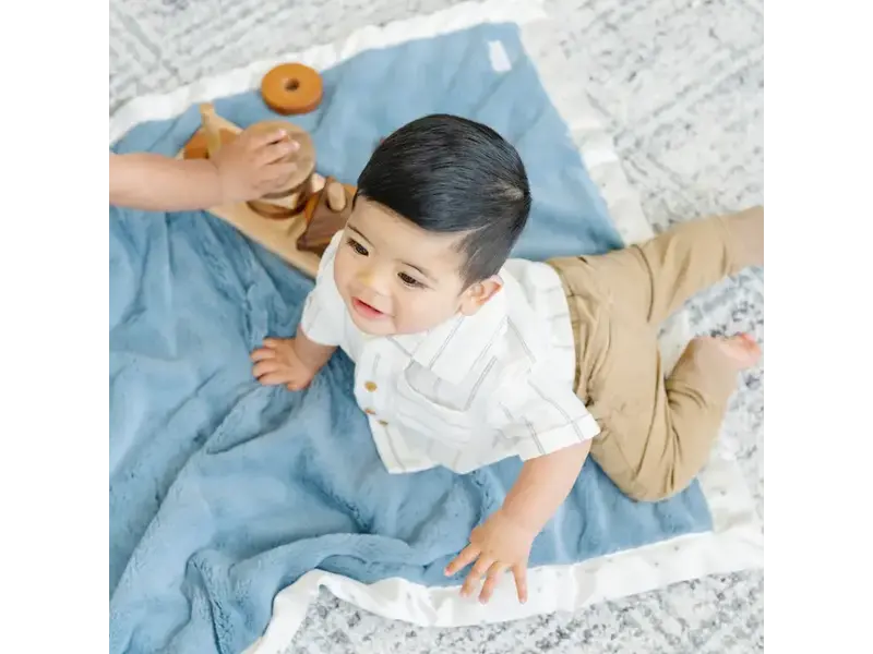 Saranoni Satin Border Receiving Blankets  Sea Glass