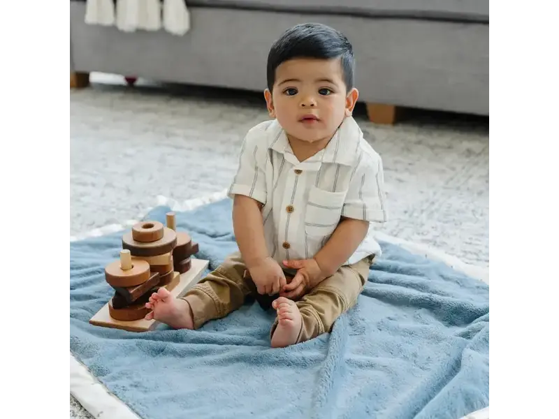 Saranoni Satin Border Receiving Blankets  Sea Glass