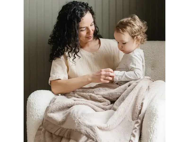 Saranoni Satin Border Receiving Blankets  Tan