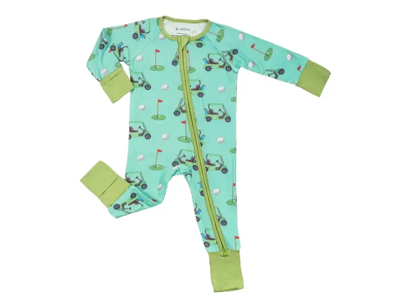 LollyBanks Bamboo Baby Convertible Zipper Pajamas - Golf Cart