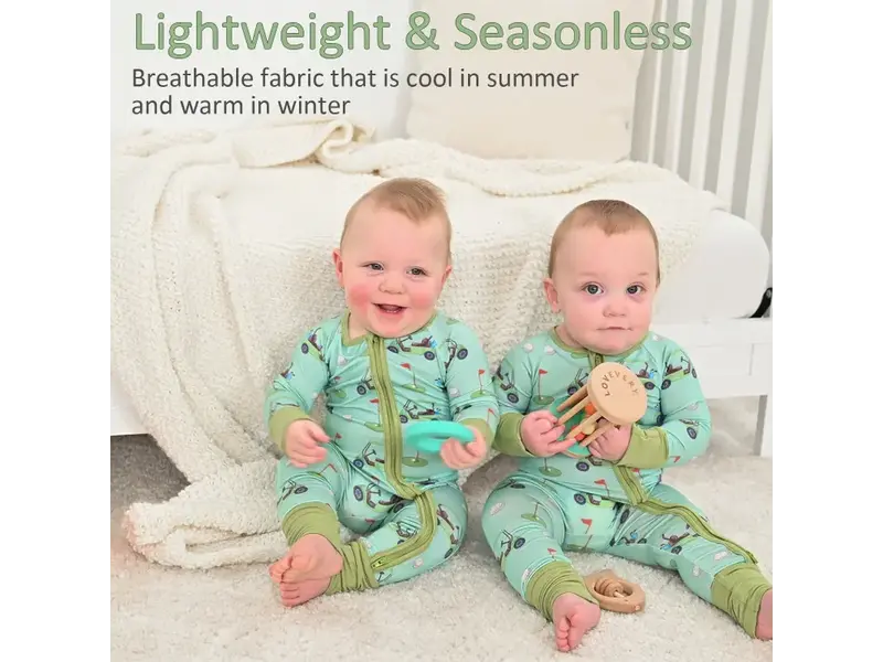 LollyBanks Bamboo Baby Convertible Zipper Pajamas - Golf Cart