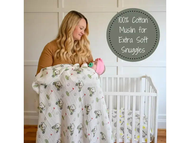 LollyBanks Golf A Round Baby Muslin Swaddle Blanket