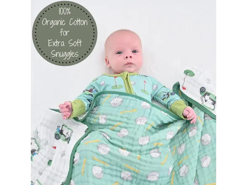 LollyBanks Golf A Round Sports Theme Baby Toddler Muslin Blanket