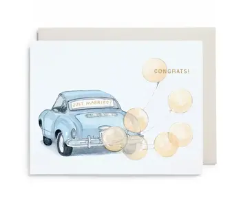 Vintage Car Wedding Greeting Card