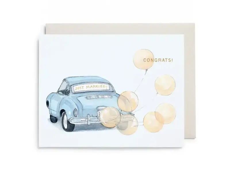 Efrances Vintage Car Wedding Greeting Card