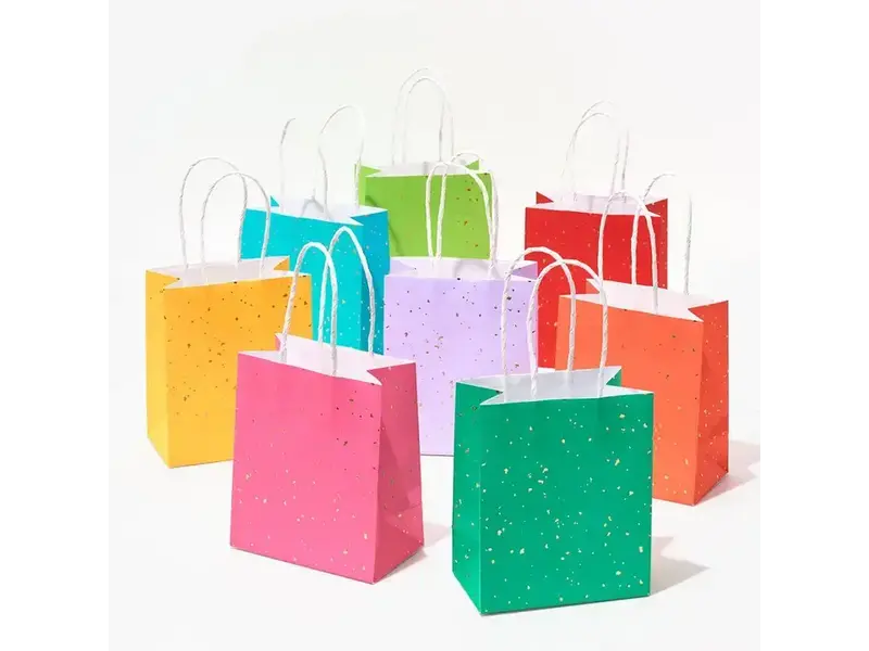 Paper Source Bright Colorful Gold Fleck Treat Bags - pack of 8