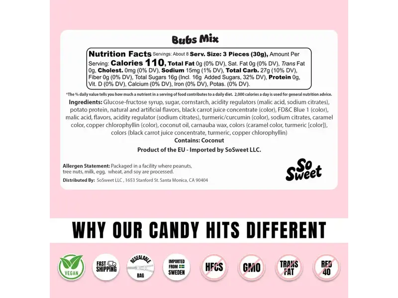 SoSweet LLC Swedish Candy Bubs Mix (8 oz)