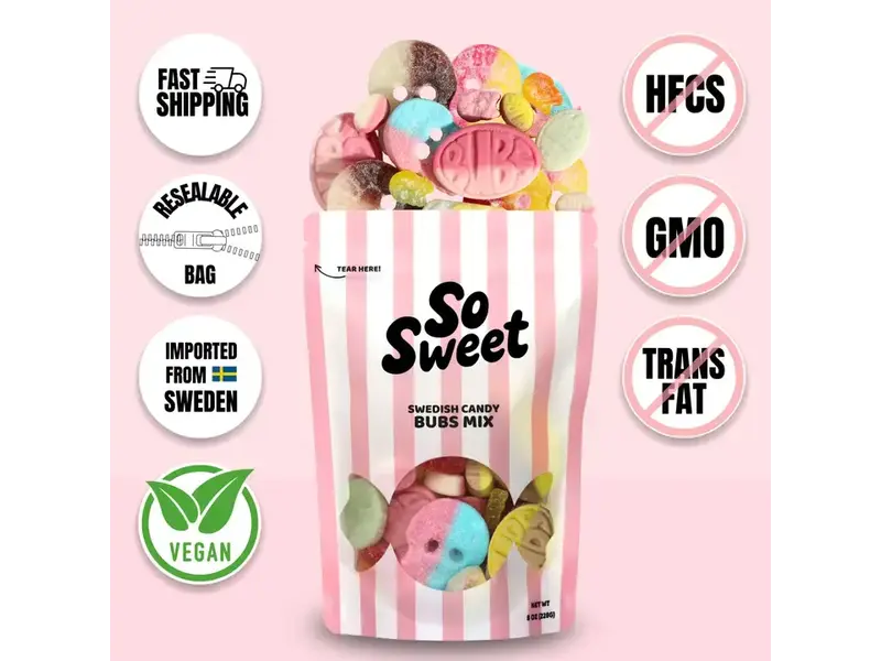 SoSweet LLC Swedish Candy Bubs Mix (8 oz)